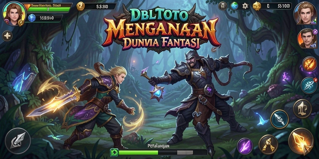 Antarmuka DBLTOTO yang menampilkan karakter dalam petualangan menegangkan.