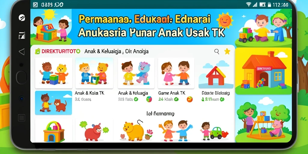Antarmuka menarik dari aplikasi Game Anak TK DIREKTURTOTO.