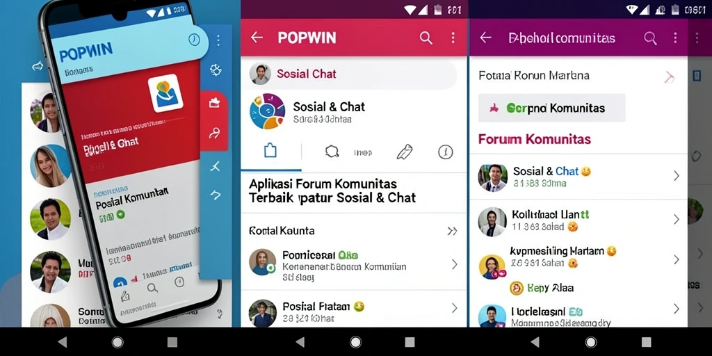 Tampilan antarmuka pengguna POPWIN untuk forum komunitas yang aktif.