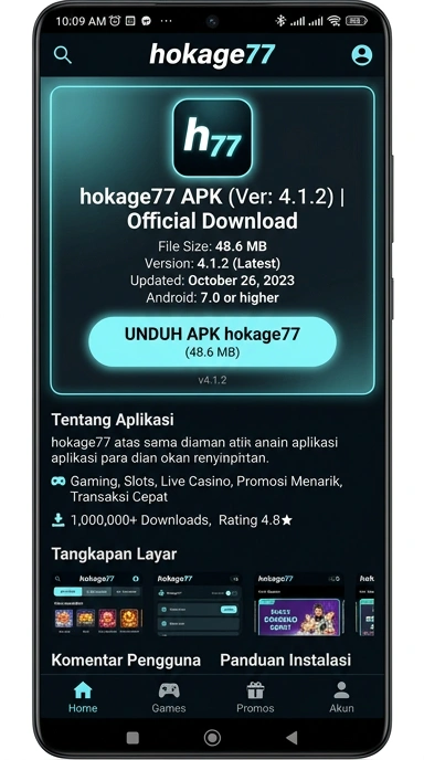 Tampilan halaman APK hokage77