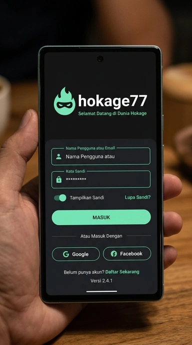 Tampilan halaman login hokage77