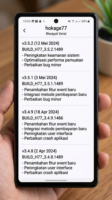 Tampilan riwayat versi hokage77
